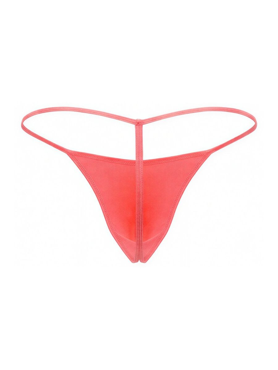 A coral-colored sheer mesh thong with a central zipper and thin straps from JOR 2359 Axel G-string color candy