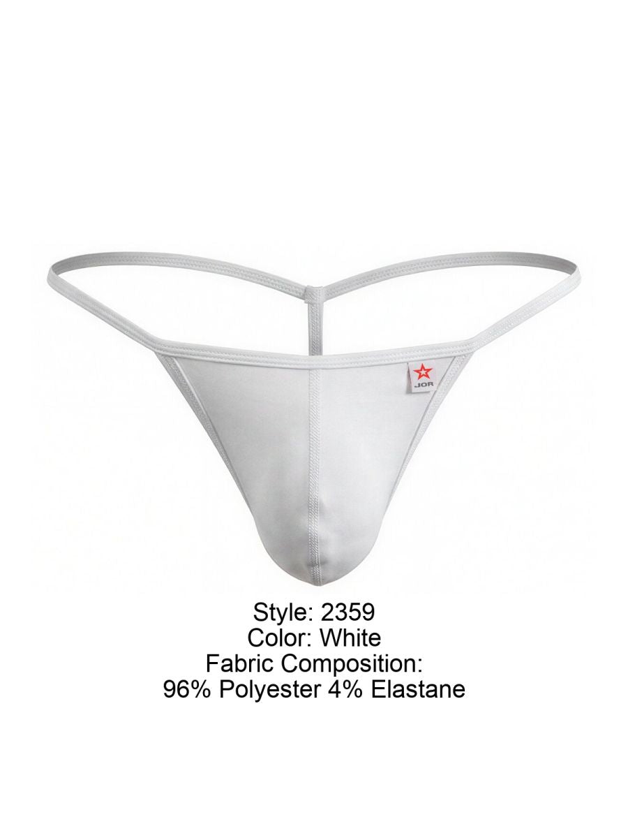White mens thong jor 2359 axel g-string in white with thin elastic straps and smooth polyester-elastane blend