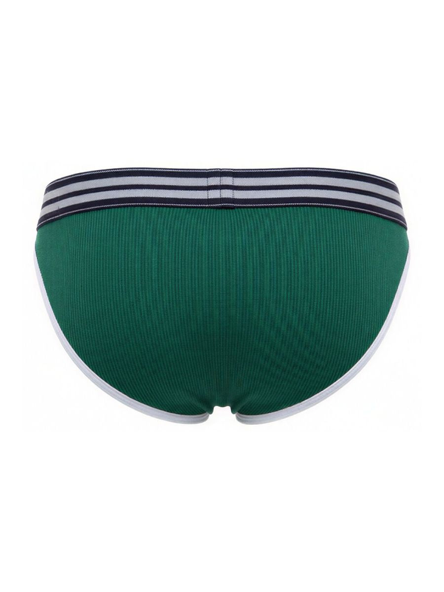 Green ribbed briefs with navy and white striped waistband from jor 2362 rush bikini color green collection