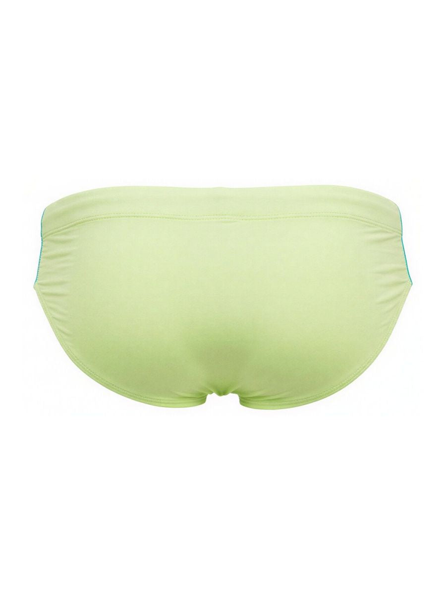 Jor 2384 wind swim briefs green lime green swim trunks with subtle teal trim along side seams for water use