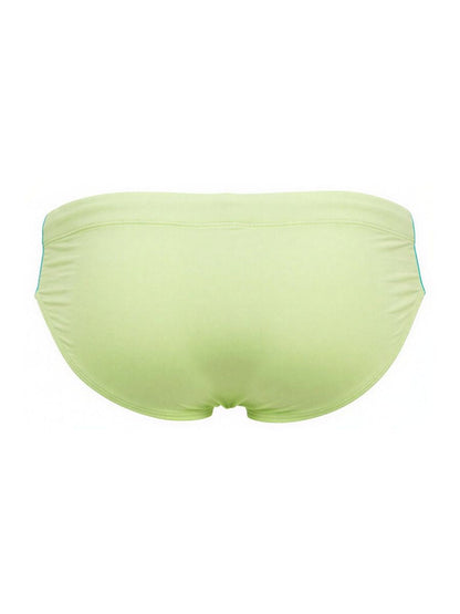 Jor 2384 wind swim briefs green lime green swim trunks with subtle teal trim along side seams for water use