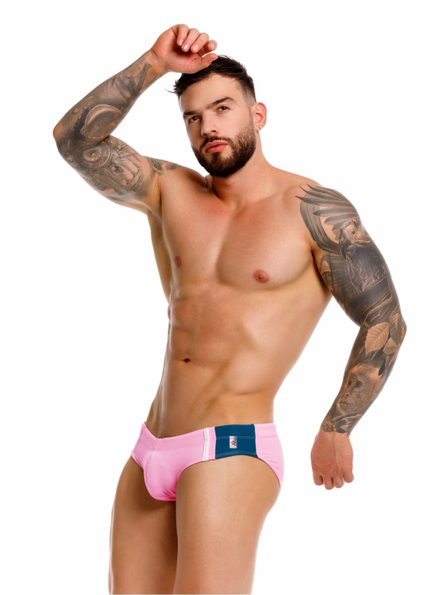 Pink and blue jor 2384 wind swim briefs with sleek modern design made for athletic use