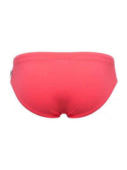 Jor 2387 travel swim briefs in vibrant coral color with smooth stretchy fabric and classic design