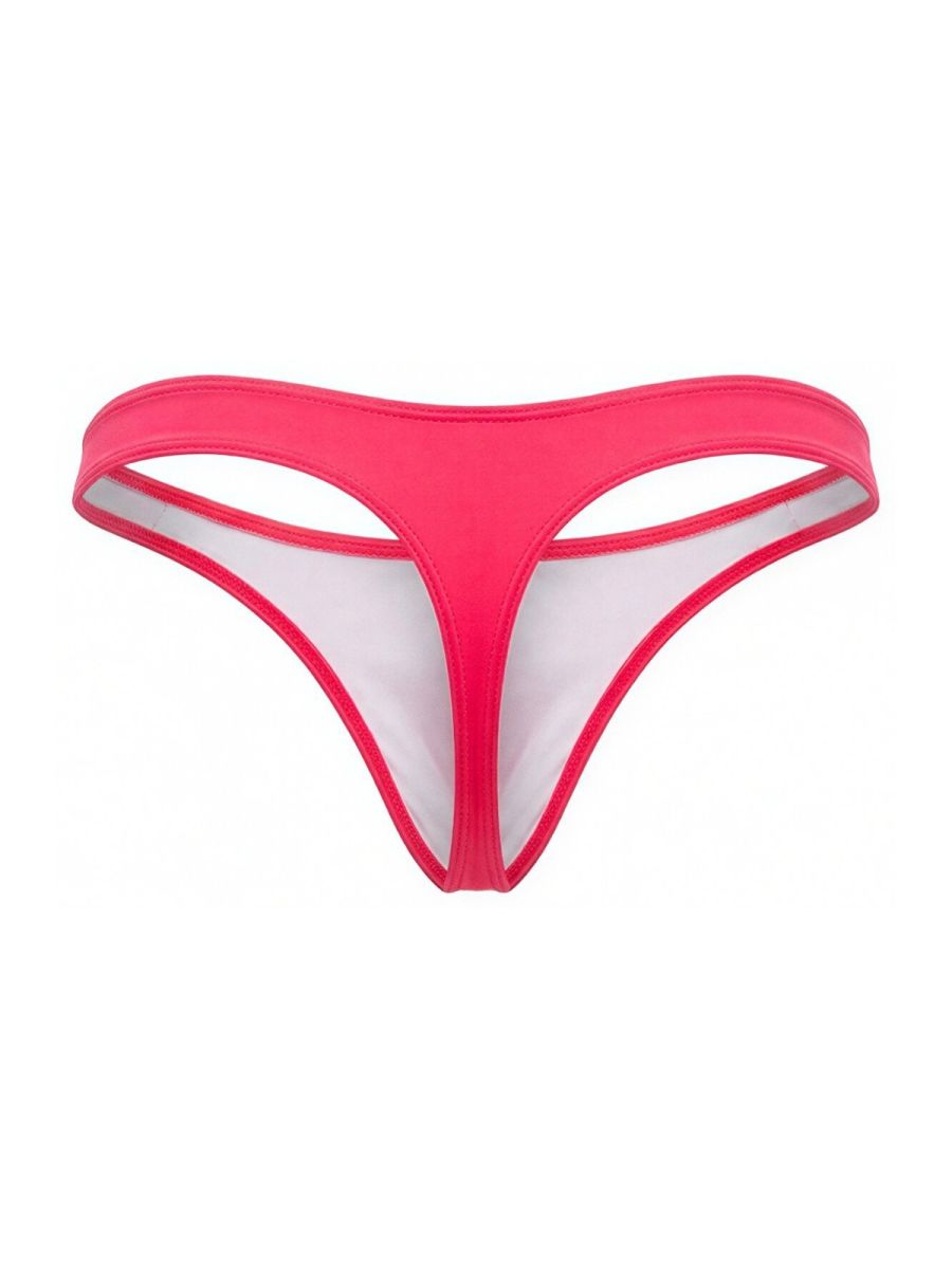 Bright pink jor 2389 travel swim thong with white inner lining and seamless thin construction for comfortable wear