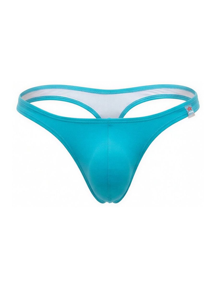 Turquoise silicone travel swim thong with white inner lining and small red star logo on the side jor 2389
