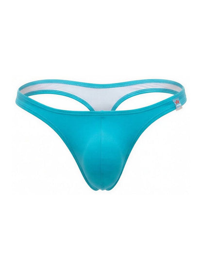 Turquoise silicone travel swim thong with white inner lining and small red star logo on the side jor 2389