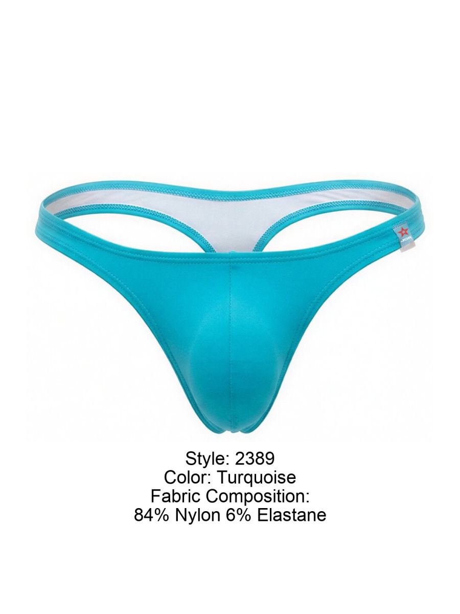 Jor 2389 travel swim thong in turquoise nylon and elastane with white inner lining for comfortable wear