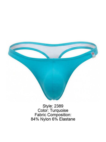 Jor 2389 travel swim thong in turquoise nylon and elastane with white inner lining for comfortable wear