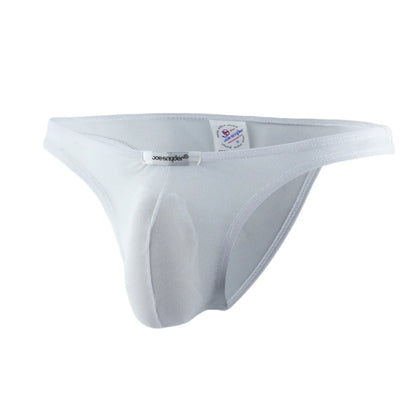 White mesh thong by joe snider showing back side design of the joe snyder capri mesh underwear