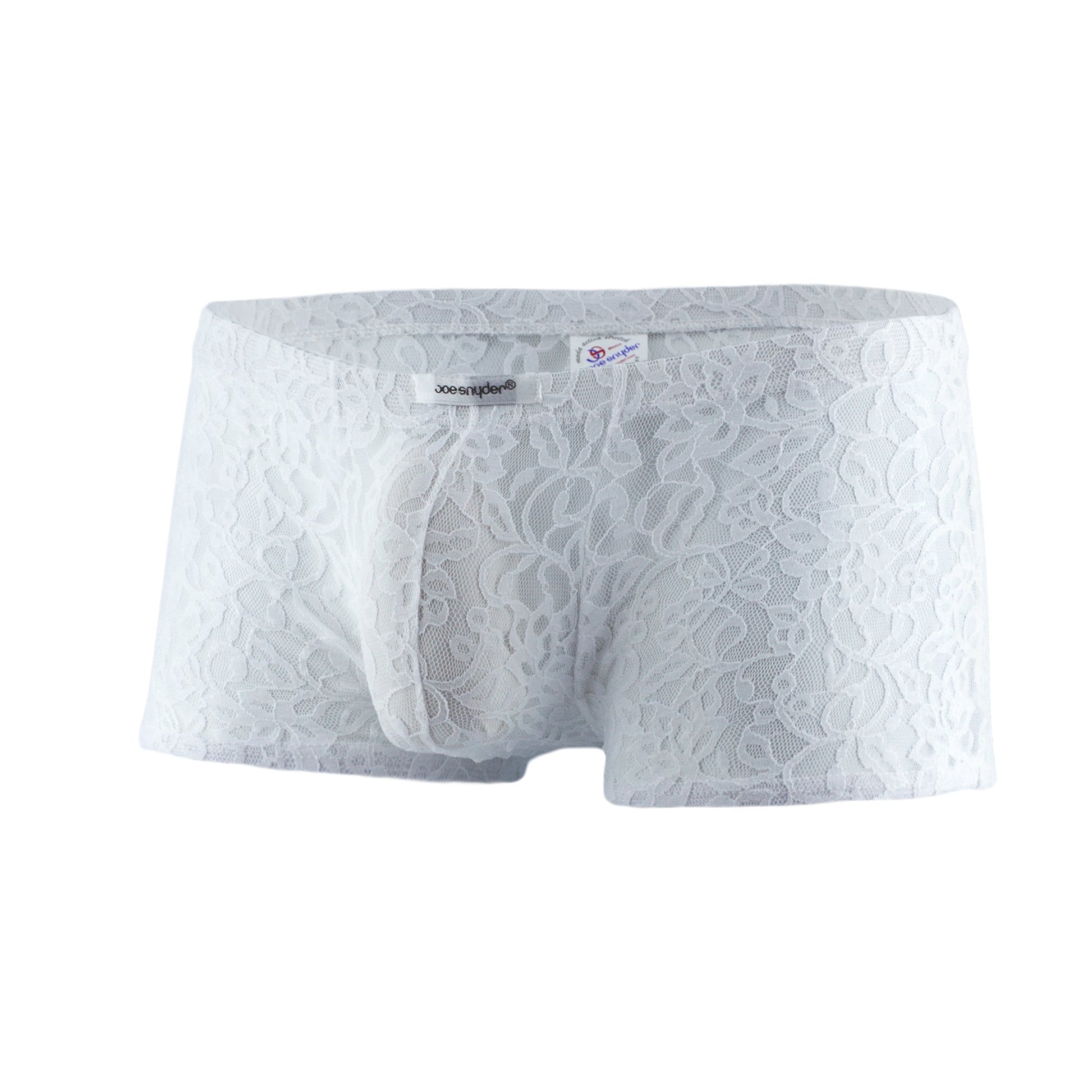 White lace men’s underwear js08 joe snyder boxer mesh with delicate floral pattern and supportive pouch design