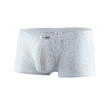 White lace men’s underwear js08 joe snyder boxer mesh with delicate floral pattern and supportive pouch design