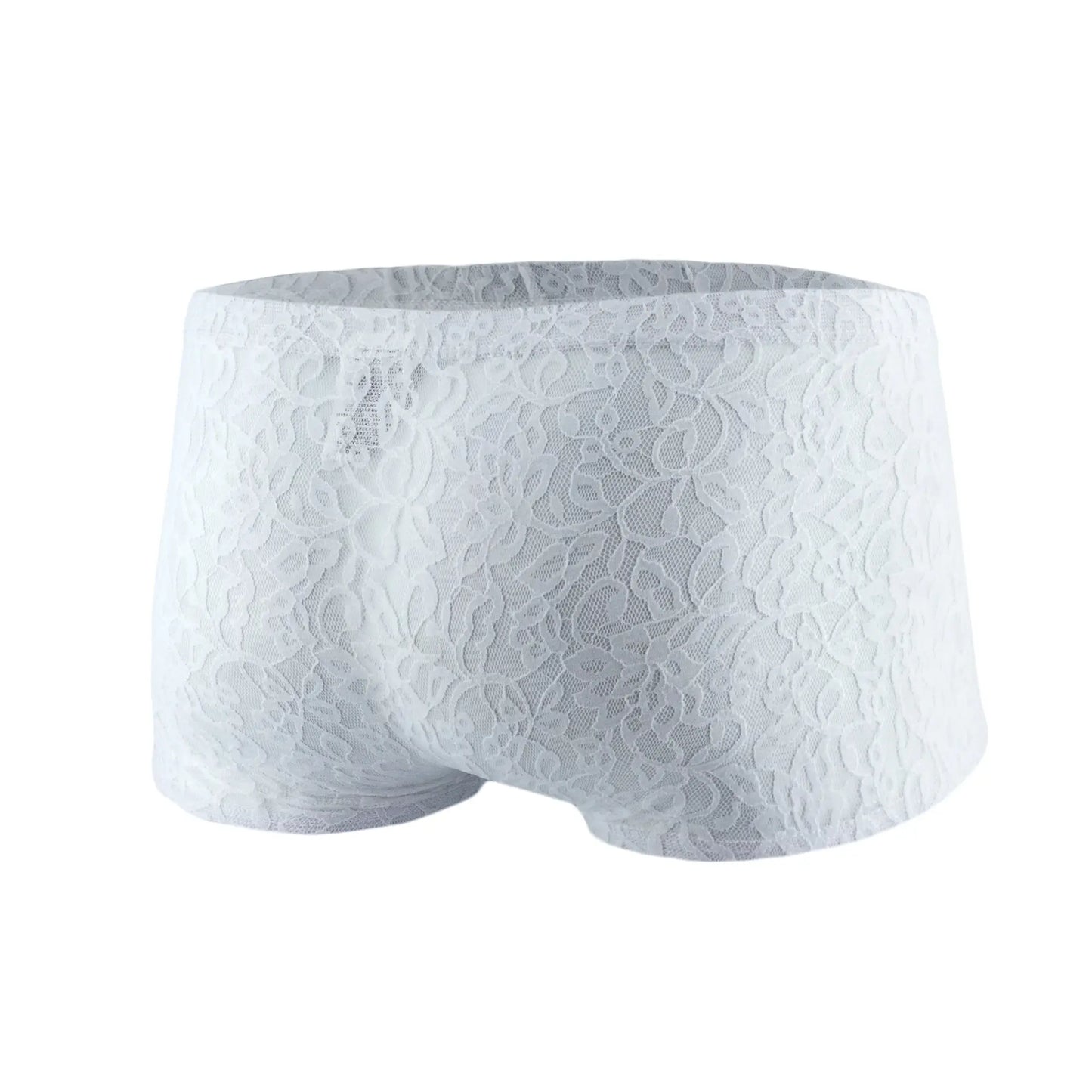 White lace men’s boxer mesh underwear js08 joe snyder with delicate floral pattern and sheer fabric