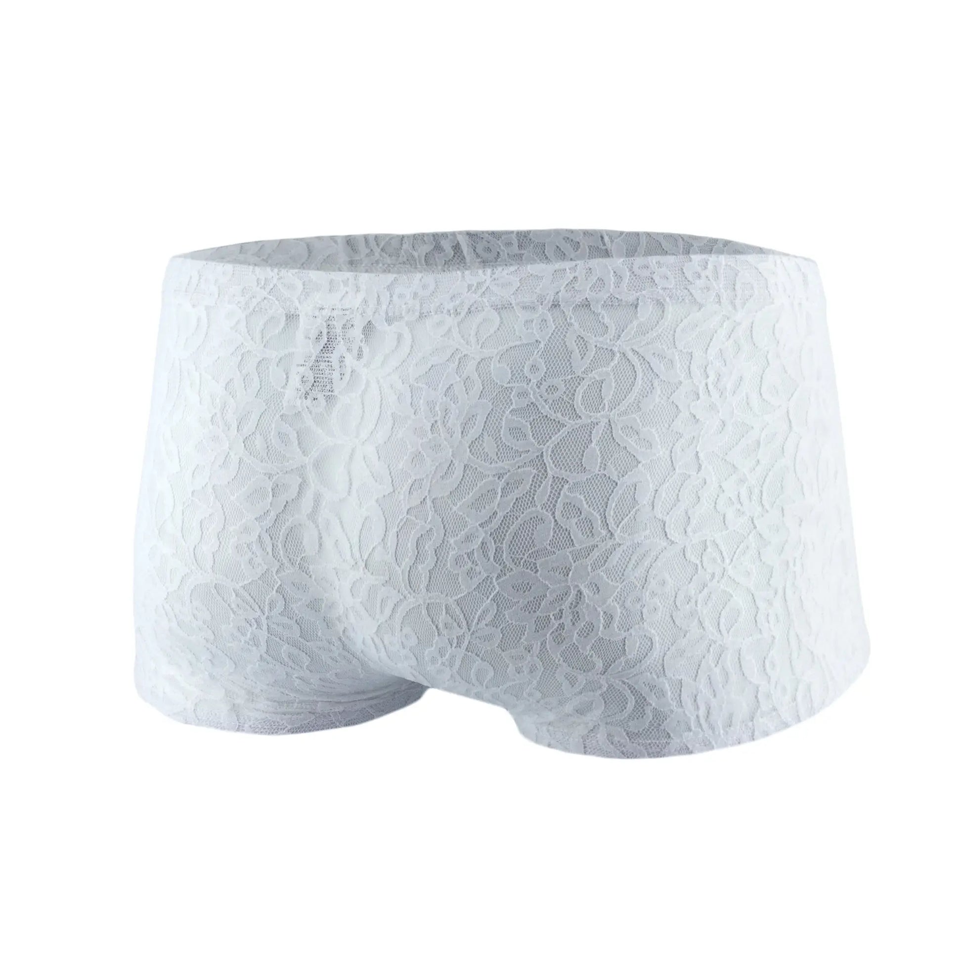 White lace men’s boxer mesh underwear js08 joe snyder with delicate floral pattern and sheer fabric