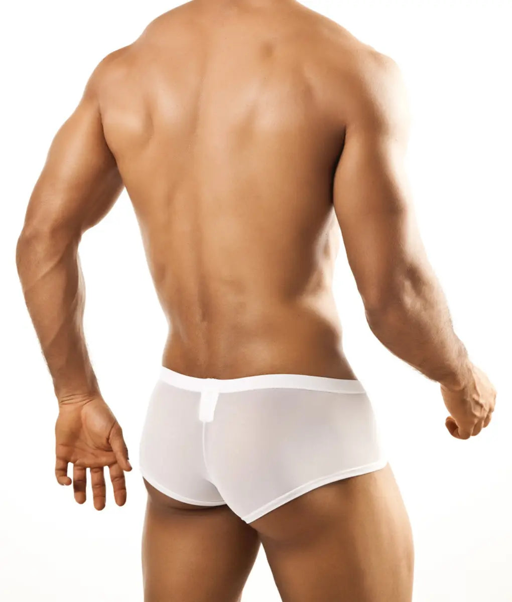 White joe snyder bulge boxer briefs with smooth form-fitting design and subtle waistband detail
