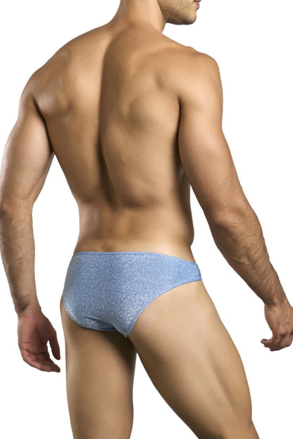 Justin simon xsj01 classic bikini briefs in light blue glittery lurex fabric for stylish comfort