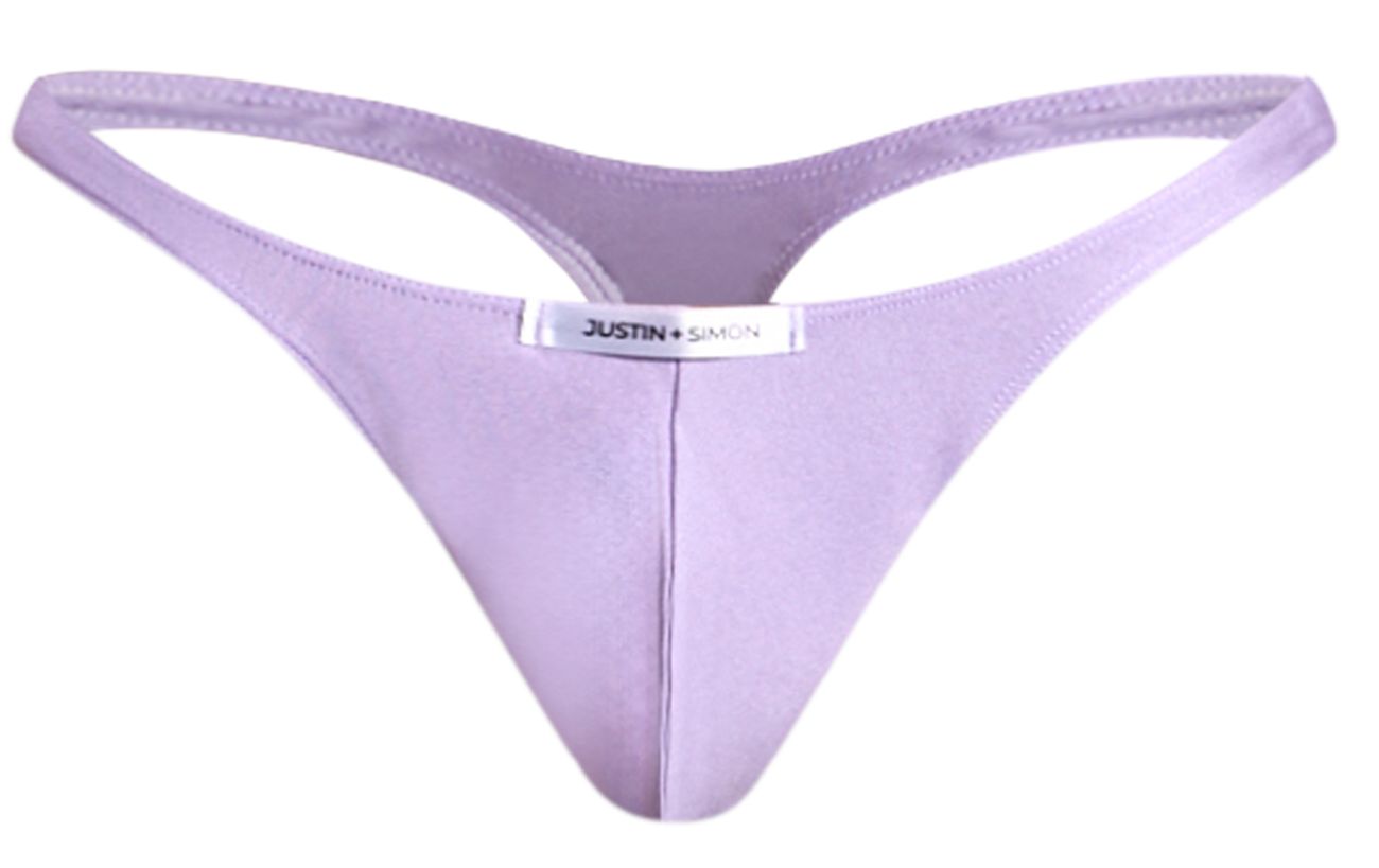 Light purple lilac thong with silver justin simon label at center classic xsj03 style by justin simon