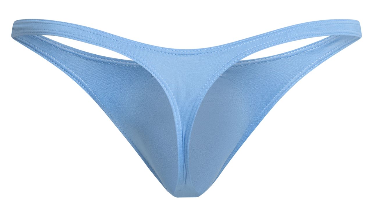 Light blue Justin Simon XSJ03 classic thong made of smooth stretchy fabric with minimalist design and fine stitching