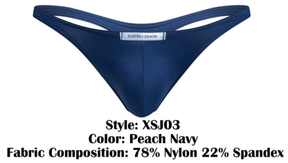 Navy blue and peach thong by justin simon style xsj03 featuring classic design perfect for everyday wear