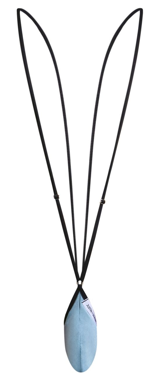 Light blue sleek teardrop-shaped pendant on black cord for justin simon xsj04 sling color metal green product