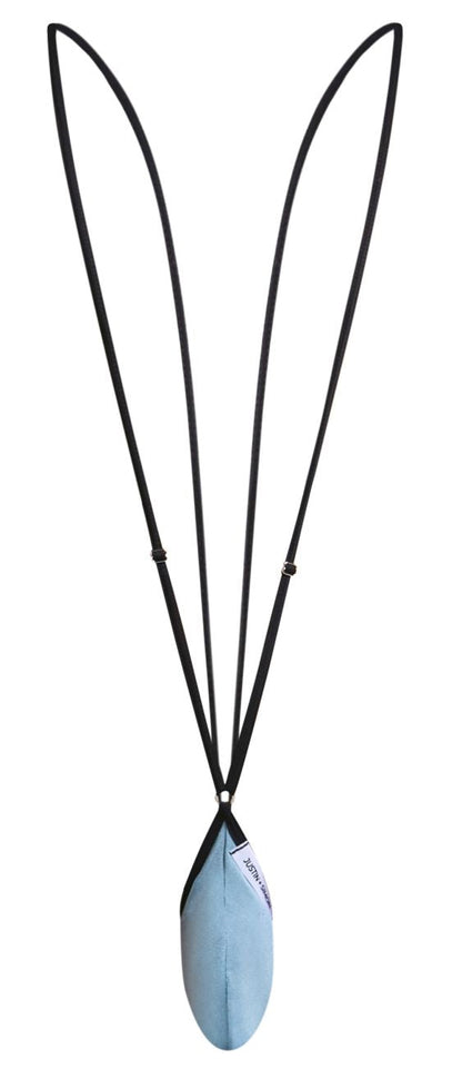 Light blue sleek teardrop-shaped pendant on black cord for justin simon xsj04 sling color metal green product