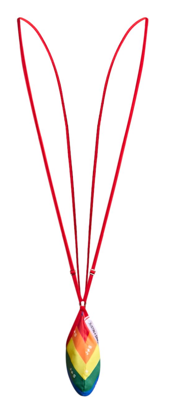 Justin simon xsj04 sling color pride flag rainbow feather-shaped pendant on red cord necklace accessory