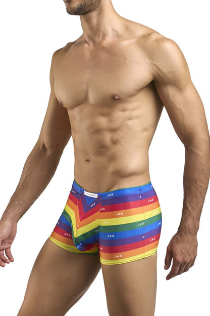 Justin simon xsj08 classic boxer color pride flag rainbow-striped men’s boxer briefs with chevron pattern and j+g logo