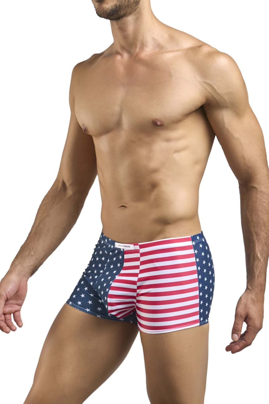 Classic boxer briefs justin simon xsj08 in usa flag design with red white stripes and blue with white stars