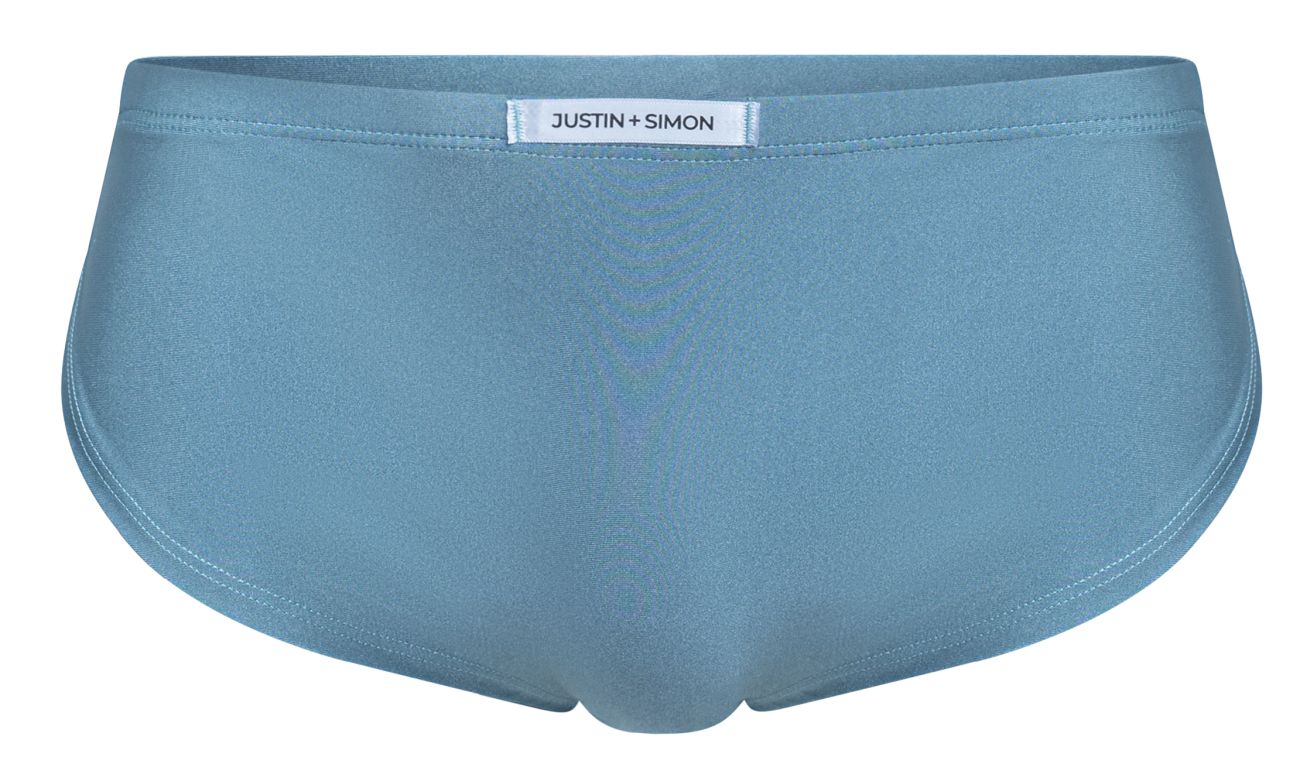 Light blue justin simon briefs with smooth seamless fabric finish for active wear in metal green running shorts collection