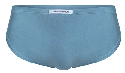 Light blue justin simon briefs with smooth seamless fabric finish for active wear in metal green running shorts collection