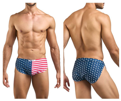 Justin simon xsj09 running shorts usa flag with blue and red american flag-themed stars on stretchy fabric