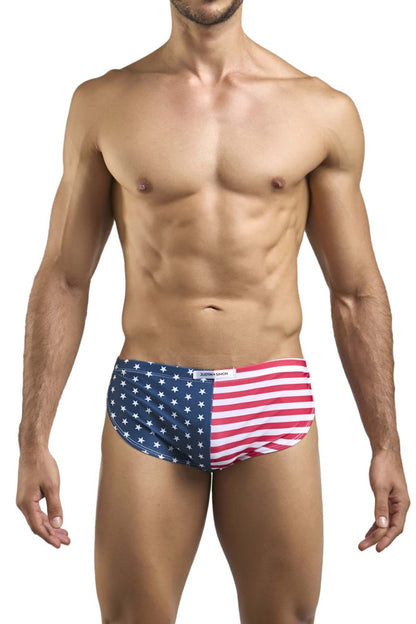 Justin simon xsj09 running shorts in usa flag colors with american flag themed red white and blue swim trunks design