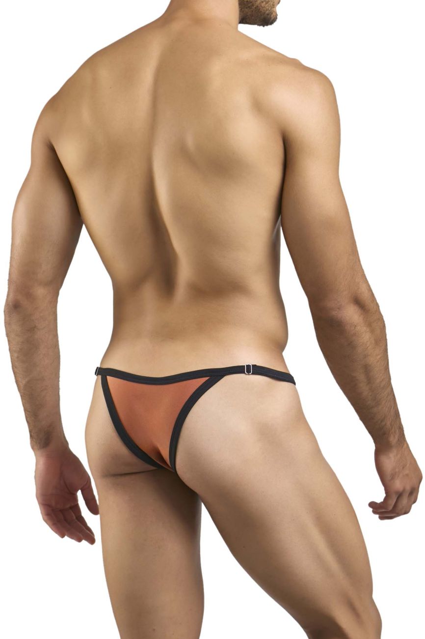 Orange and black justin simon xsj12 bikini thong with a sleek minimalist design in ochre color