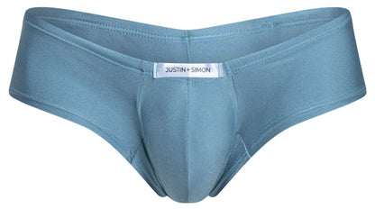 Justin simon mens light blue briefs with smooth form-fitting fabric and central pouch design cheeky bulge boxer metal green