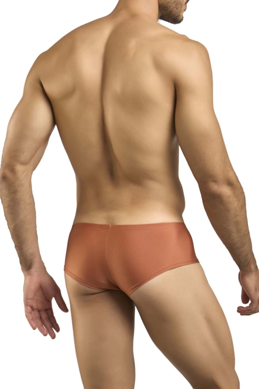 Justin+Simon XSJ13 cheeky bulge boxer in ochre rust color with smooth form-fitting fabric for sleek comfort