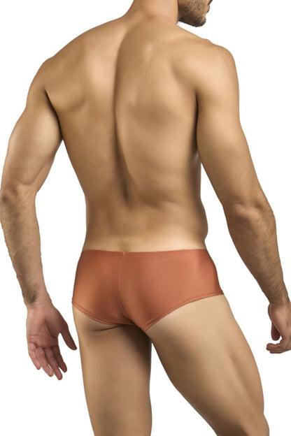 Justin+Simon XSJ13 cheeky bulge boxer in ochre rust color with smooth form-fitting fabric for sleek comfort