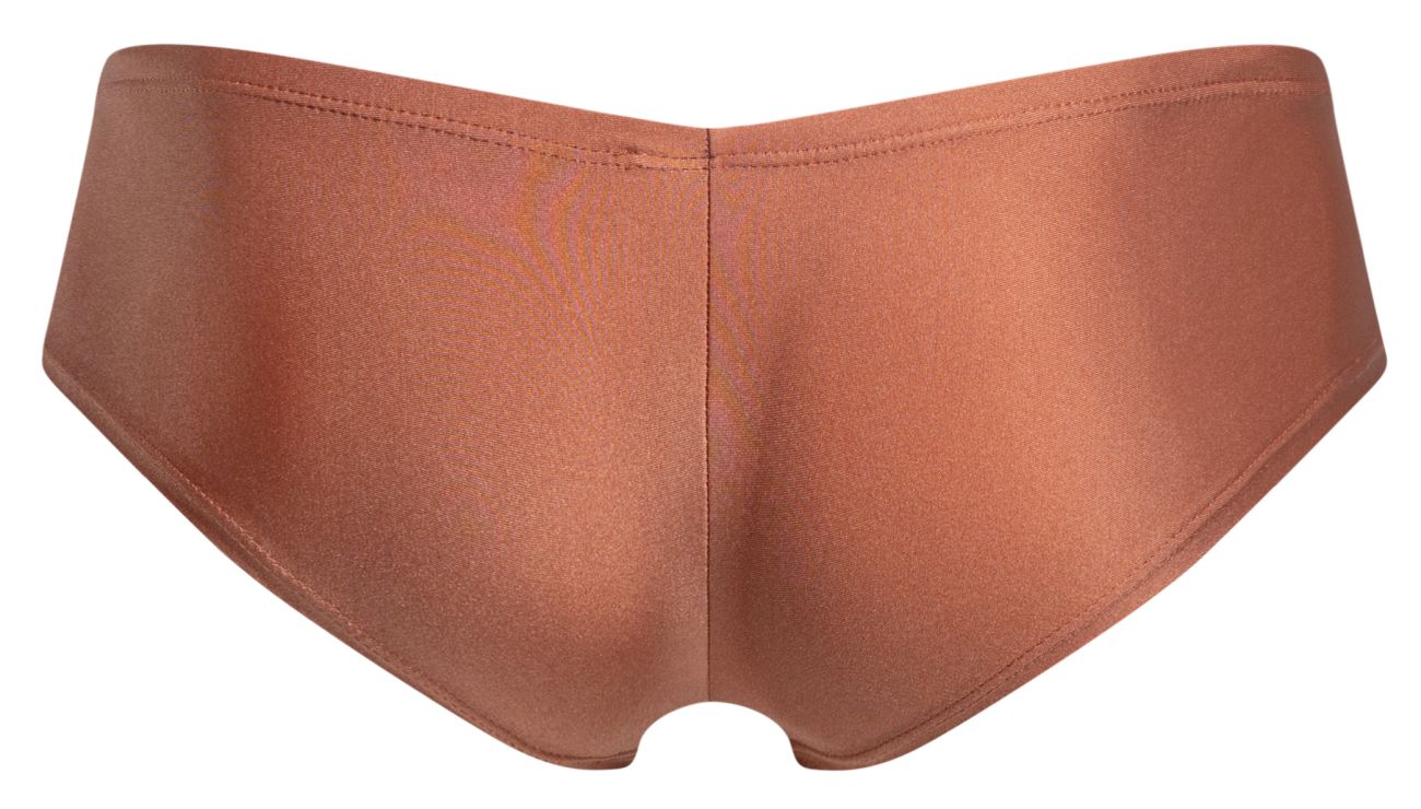 Justin Simon xsj13 cheeky bulge boxer in ochre color with copper-colored satin briefs smooth glossy finish and clean stitching