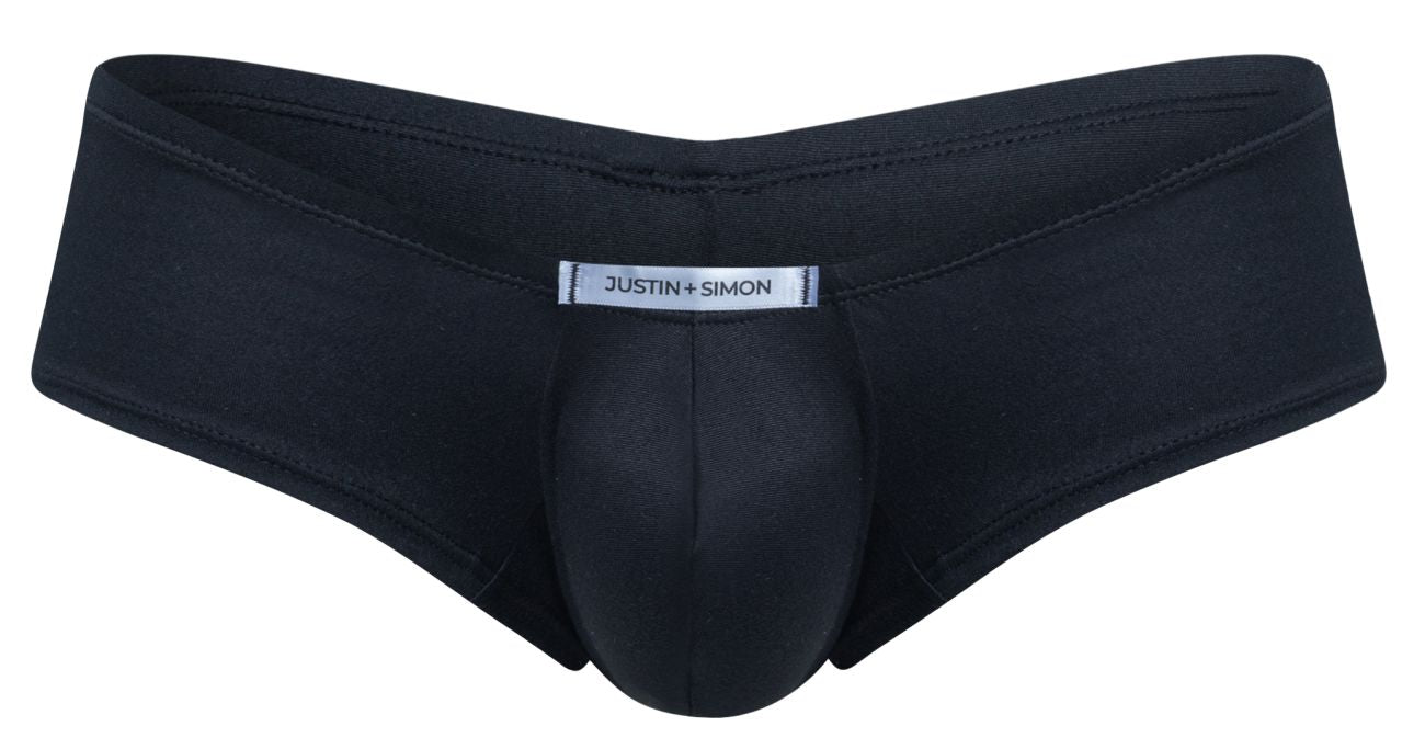Black justin simon xsj13 cheeky bulge boxer briefs with smooth form fitting design and reinforced stitching