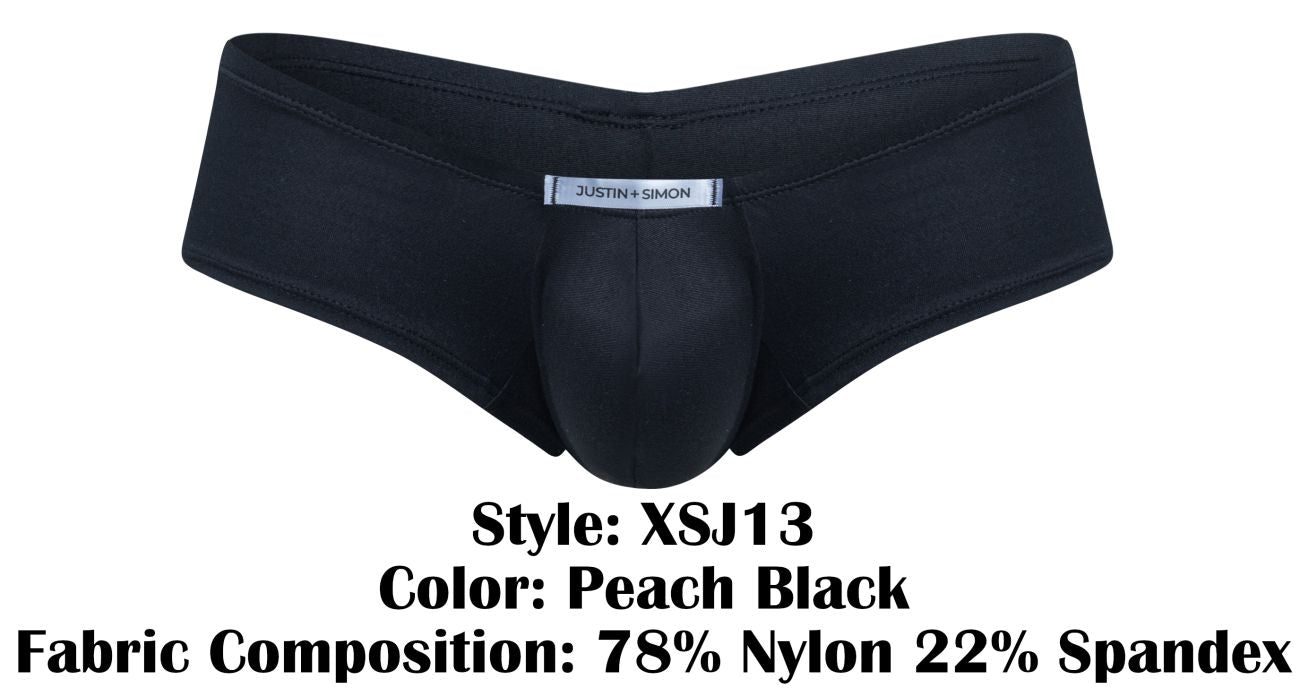 Black peach mens underwear by justin simon xsj13 cheeky bulge boxer with supportive contoured design in nylon and spandex