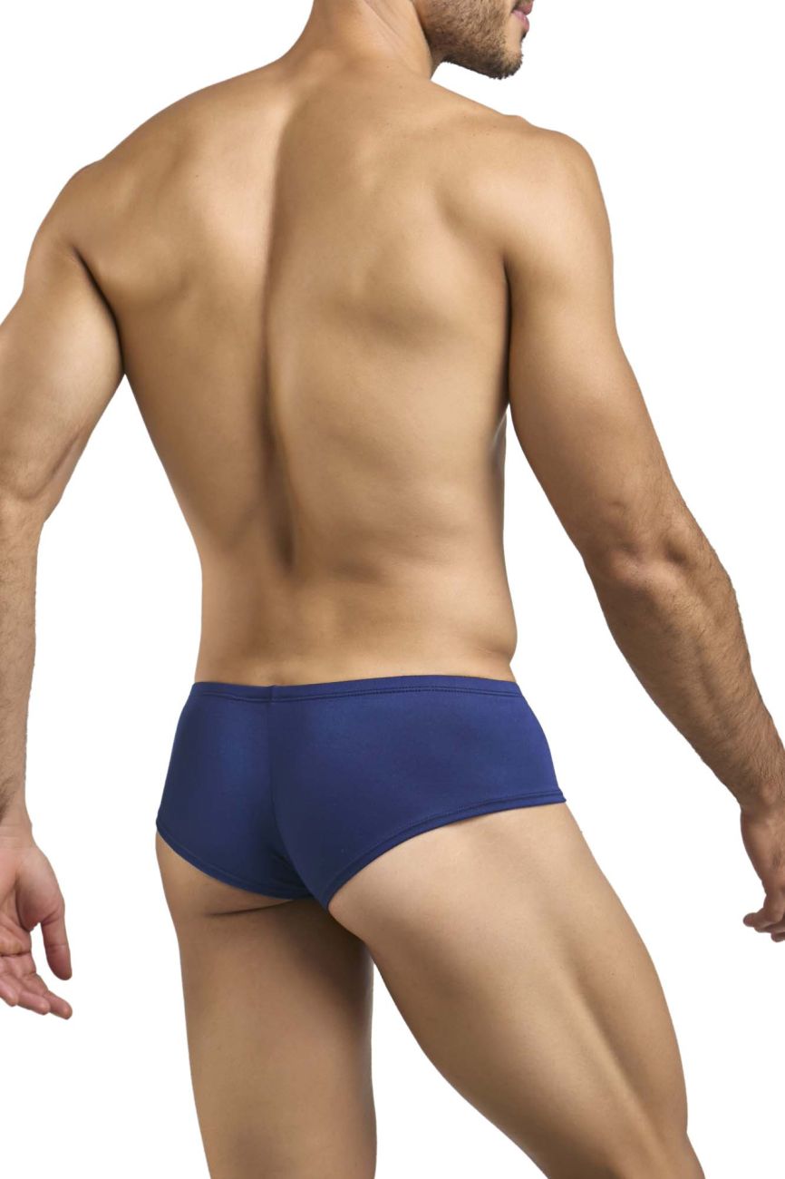 Navy blue cheeky bulge boxer briefs from JUSTIN+SIMON XSJ13 offering a peach contrast for stylish comfort