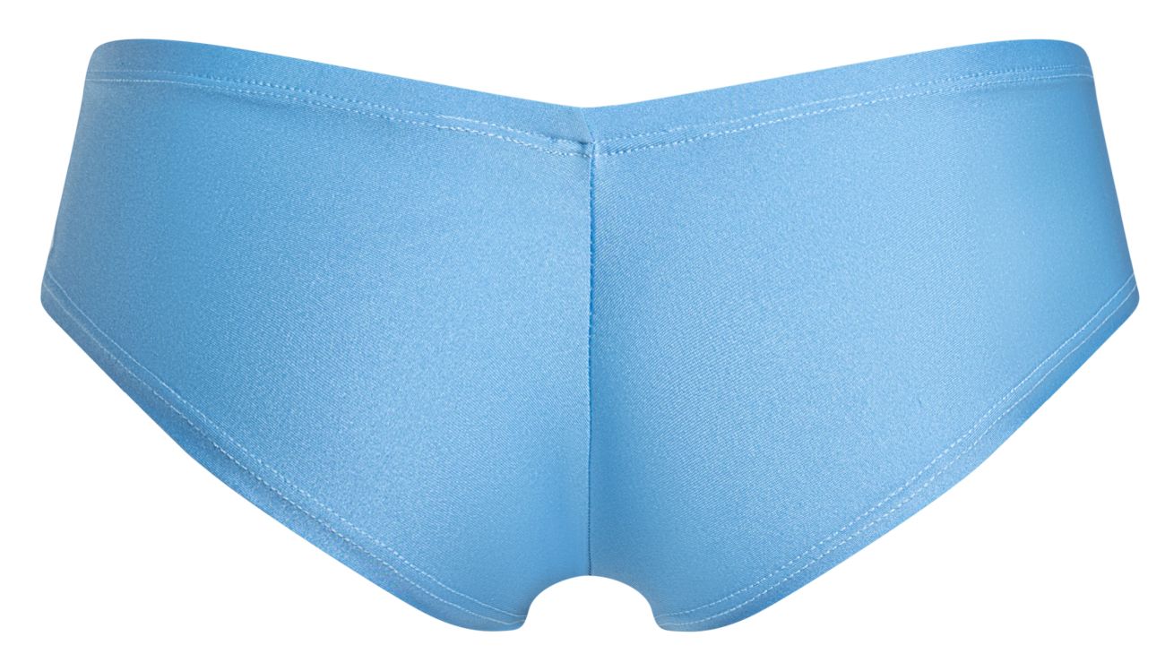 Light blue smooth textured Justin Simon XSJ22 cheek briefs with a simple seamless design for women