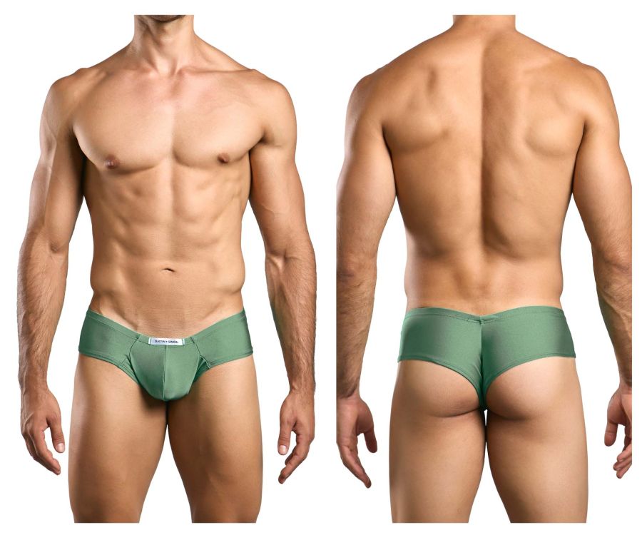 Justin simon xsj22 cheek briefs in new green with smooth stretchy fabric and a small white waistband label