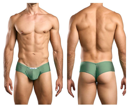 Justin simon xsj22 cheek briefs in new green with smooth stretchy fabric and a small white waistband label