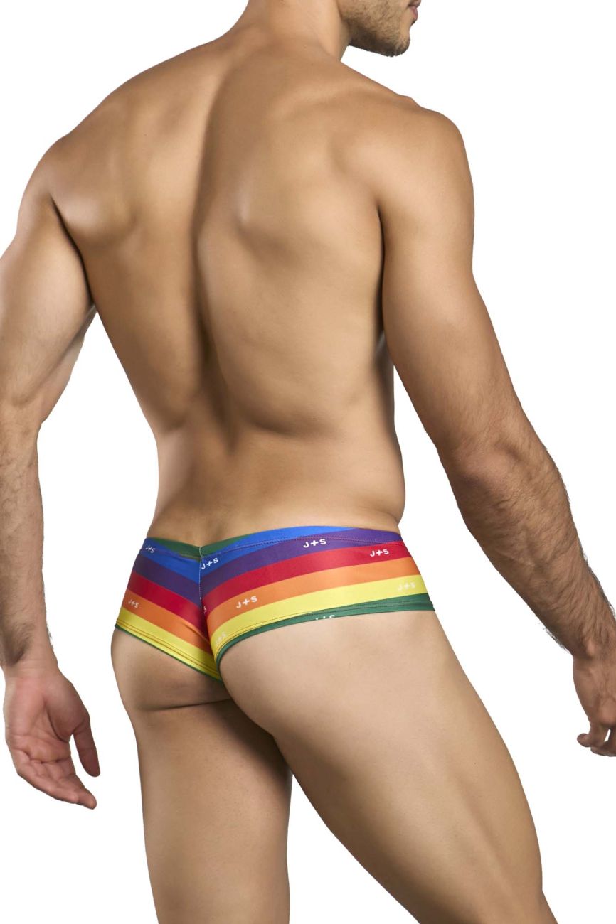 Justin simon xsj22 cheek briefs rainbow striped glossy form-fitting pride flag color underwear for men