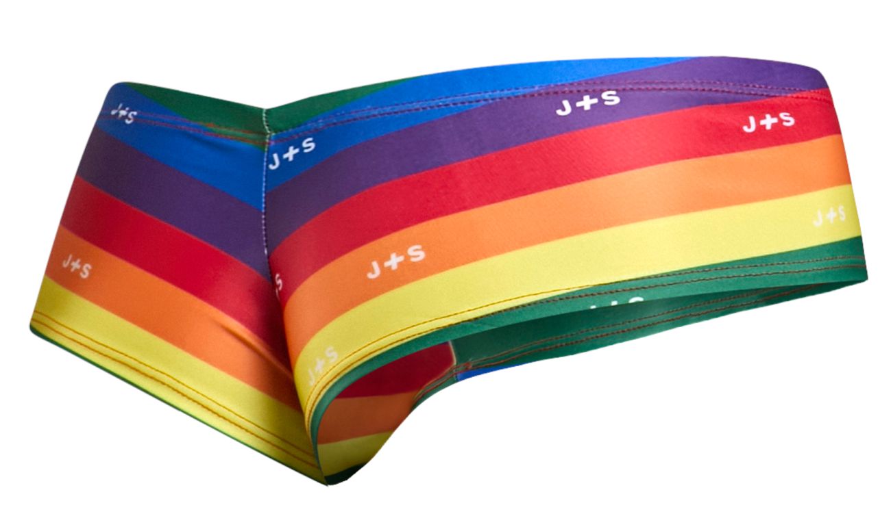 Justin simon xsj22 cheek briefs rainbow-striped mens briefs with bold horizontal bands and a snug fit