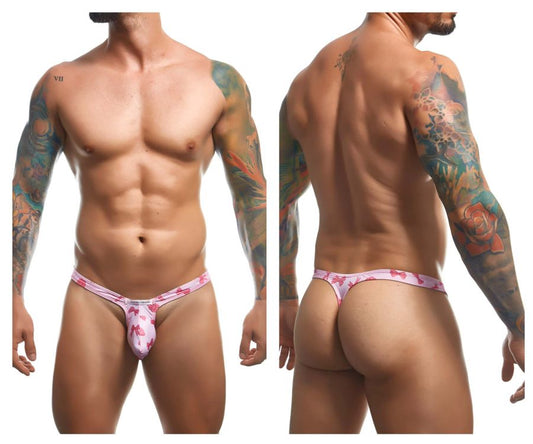 Pink patterned thong with a unicorn design from justin simon xsjbu02 bulge thongs color coquette collection