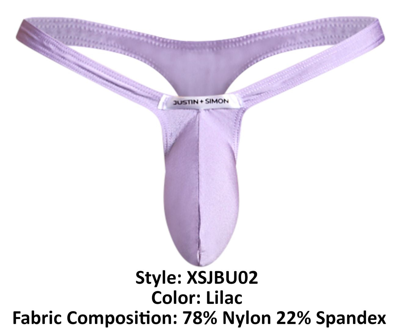 Lilac justin plus simon thong made of 78% nylon and 22% spandex for a comfortable fit