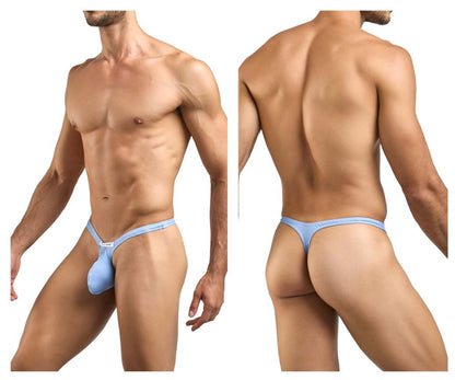 Light blue justin simon xsjbu02 bulge thong made of smooth elastic fabric with supportive pouch design