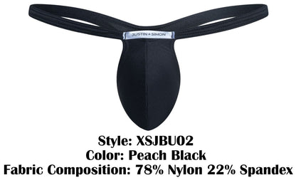 JUSTIN+SIMON XSJBU02 Bulge Thongs Color Peach Black