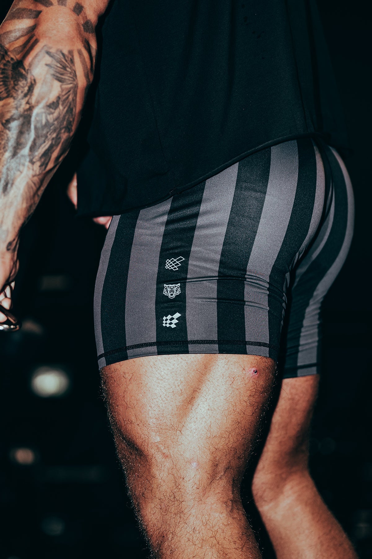 Jed North Men's Retro Bodybuilding Shorts - Black & Gray