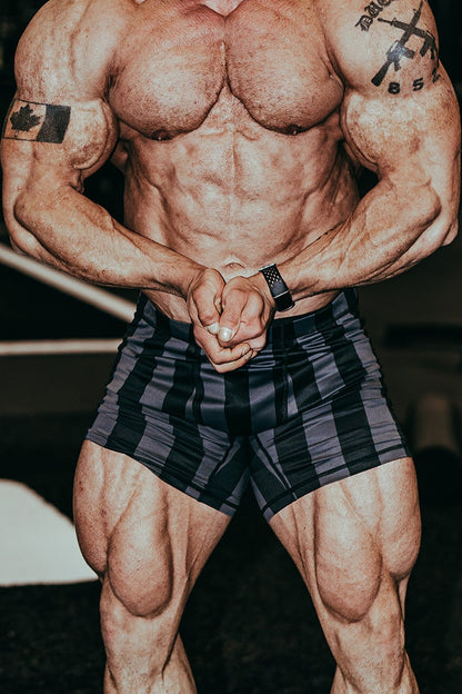 Jed North Men's Retro Bodybuilding Shorts - Black & Gray